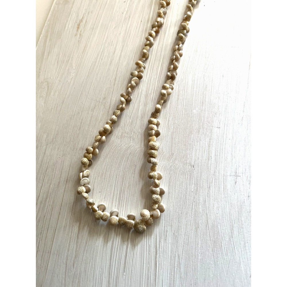 Vtg Shell Necklace Mini mollusk Long Nautical Ocean Beach Sea Marine Snail Beads